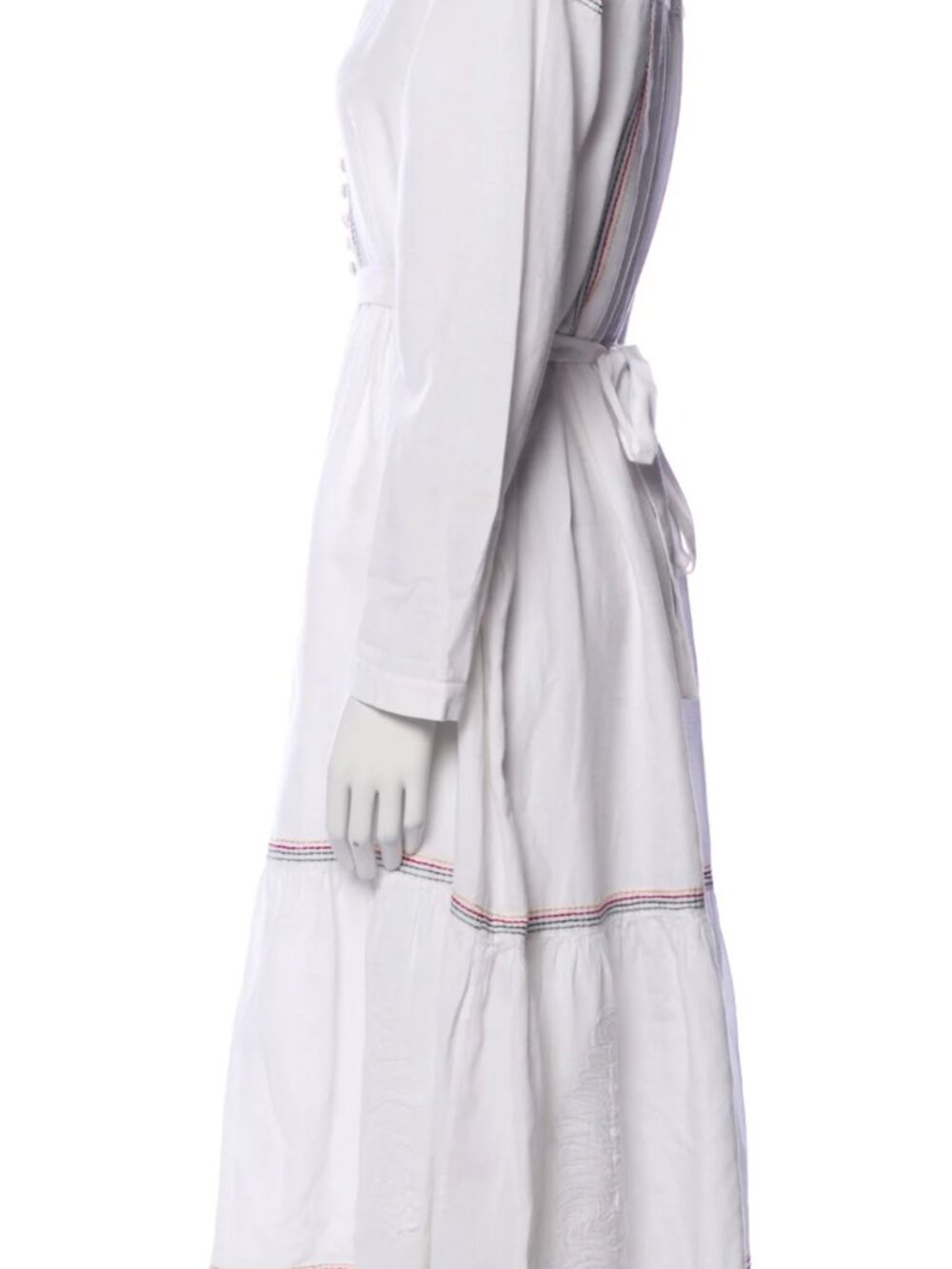 Saloni V-Neck Midi Length Dress White | Size: M | US6, UK10 - Picture 7 of 7